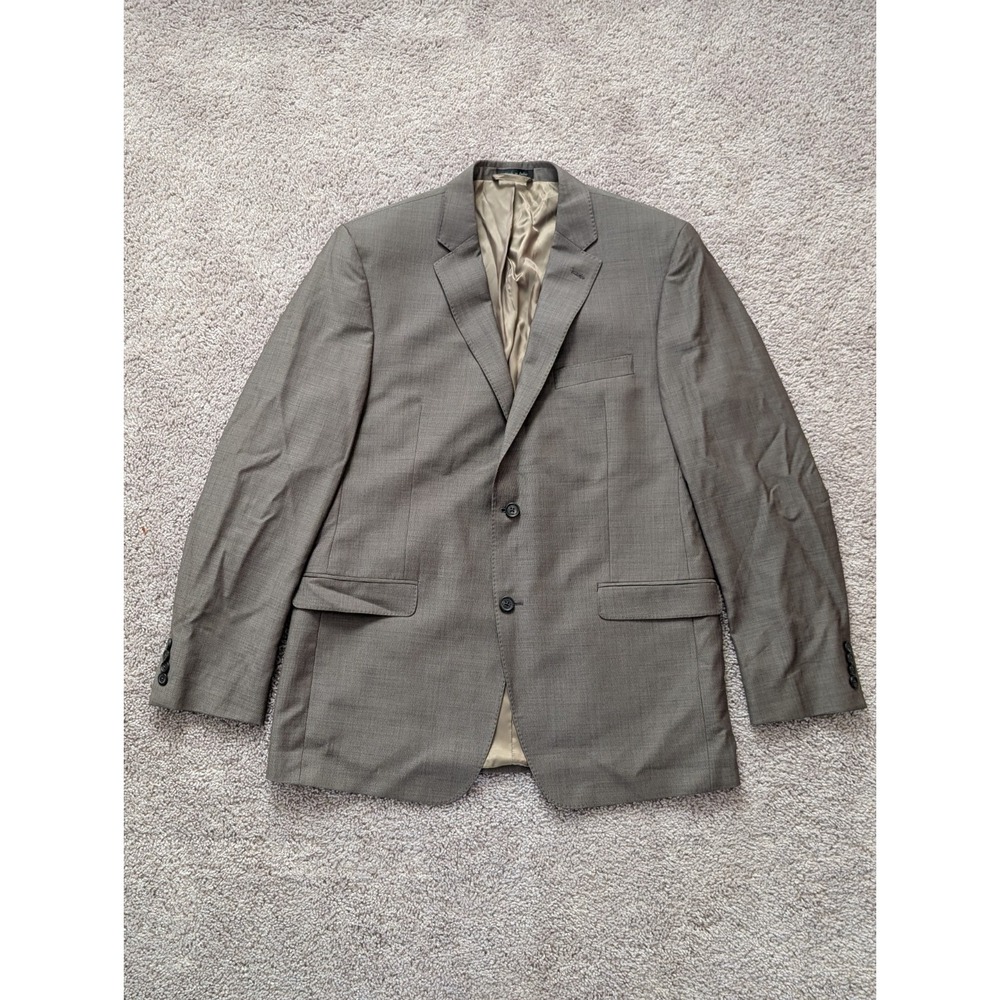 Lauren Ralph Lauren Suit Black Label Jacket 44L Taupe Wool Birdseye Slim Fit